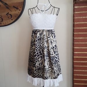 👗🐆WuWata Silk Leopard Halter Dress